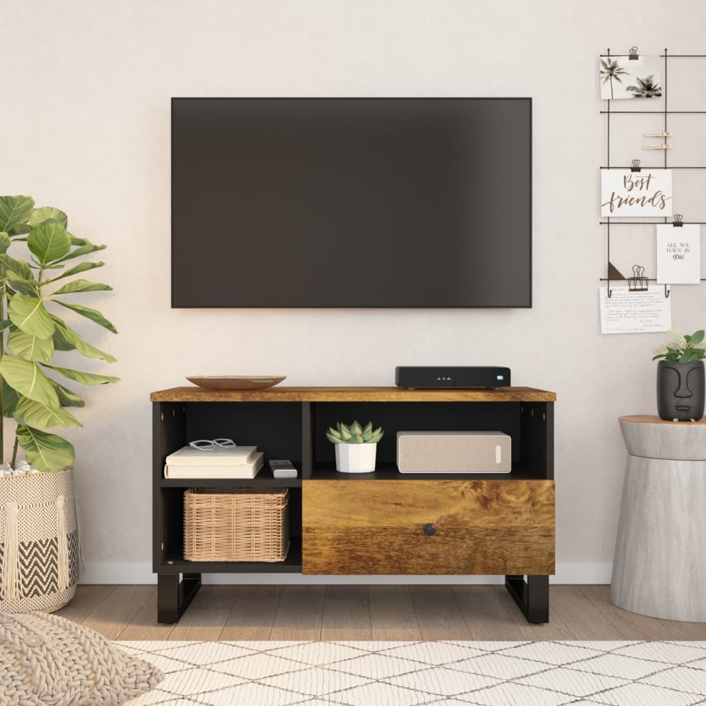 Vetonek Mueble de TV madera mango y madera contrachapada 80x33x46 cm