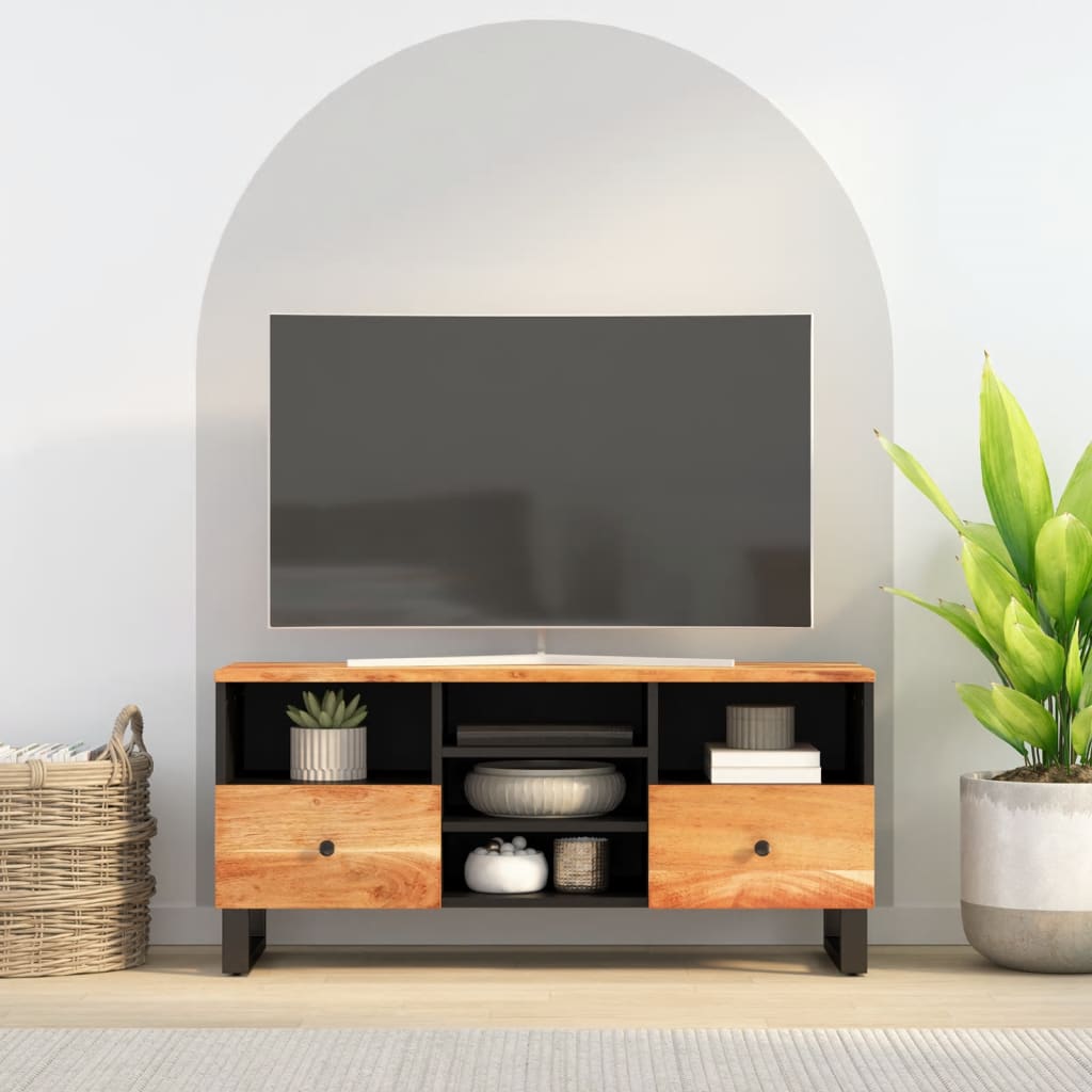 Vetonek Mueble de TV madera acacia y madera de ingeniería 100x33x46 cm