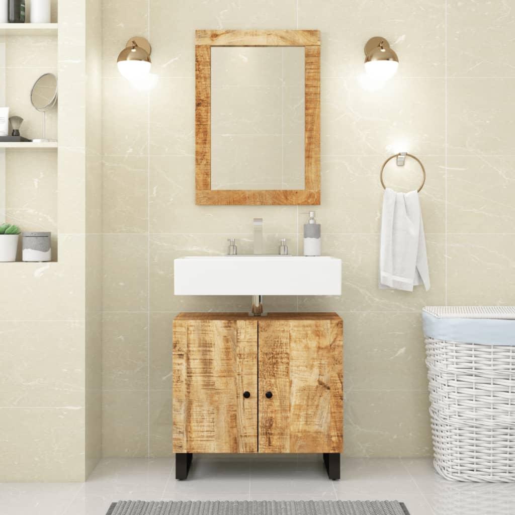 Vetonek Mueble de lavabo madera mango y madera ingeniería 62x33x58 cm