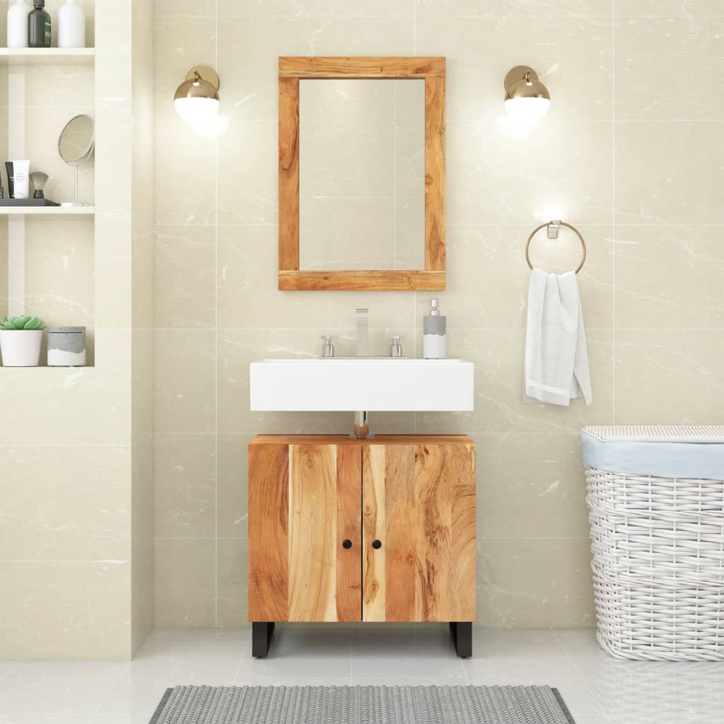 Vetonek Mueble de lavabo madera acacia y madera ingeniería 62x33x58 cm