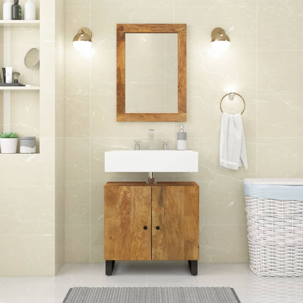 Vetonek Mueble de lavabo madera mango y madera ingeniería 62x33x58 cm