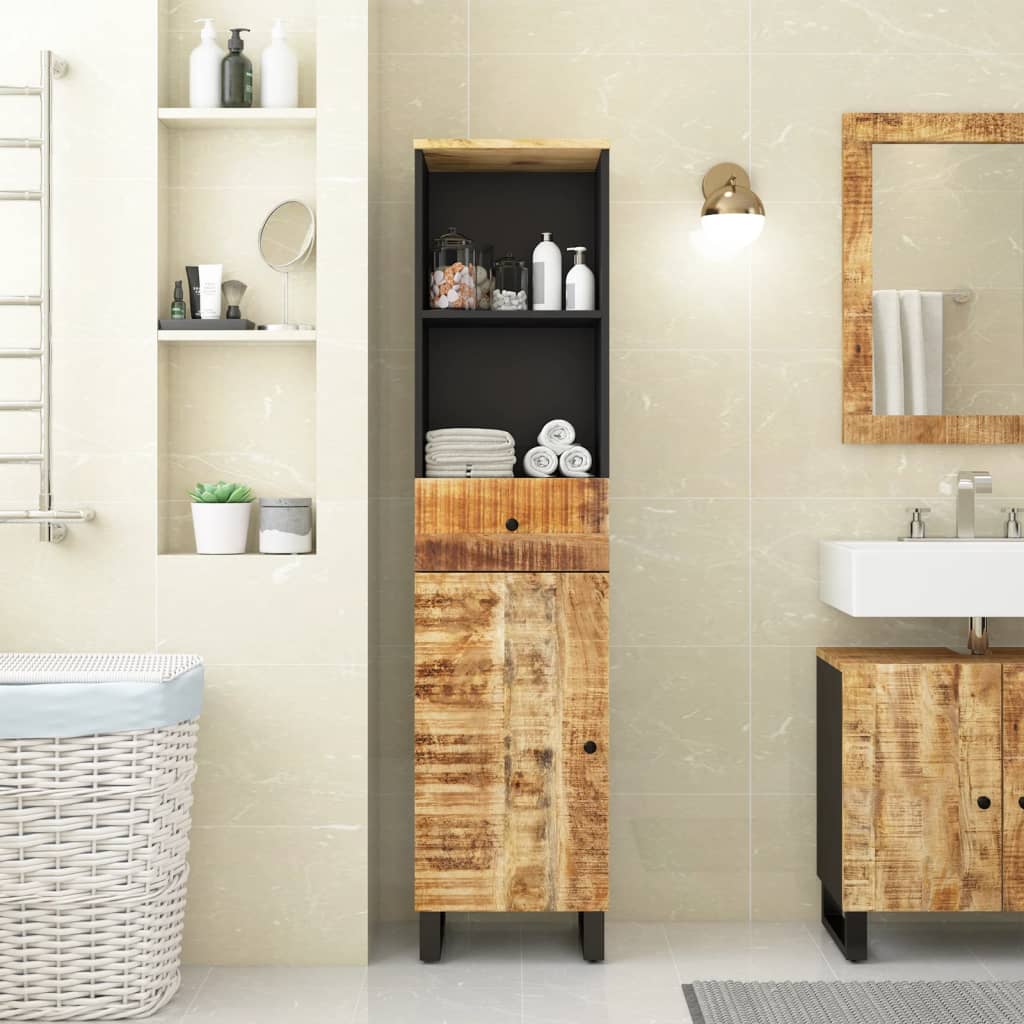 Vetonek Mueble de baño madera maciza de mango 38x33x160 cm