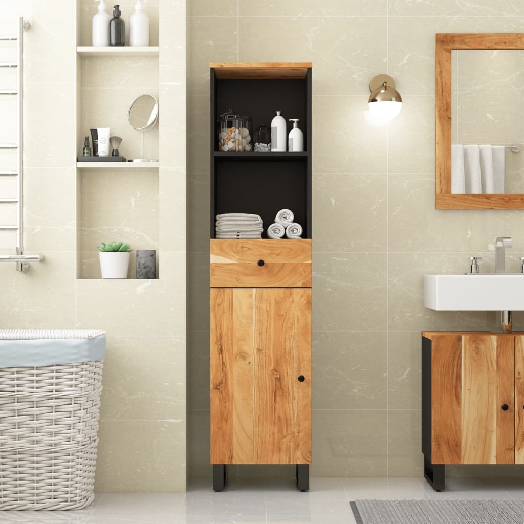 Vetonek Mueble de baño madera maciza de acacia 38x33x160 cm