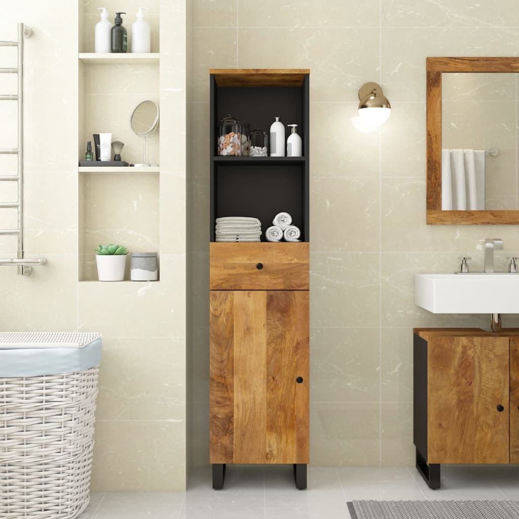 Vetonek Mueble de baño madera maciza de mango 38x33x160 cm