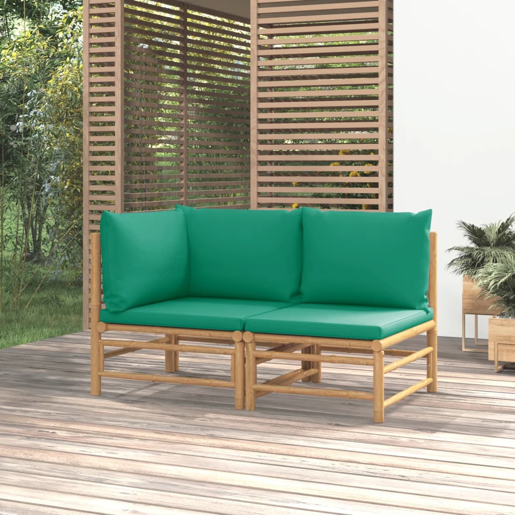 Vetonek Set de muebles de jardín 2 piezas bambú con cojines verde