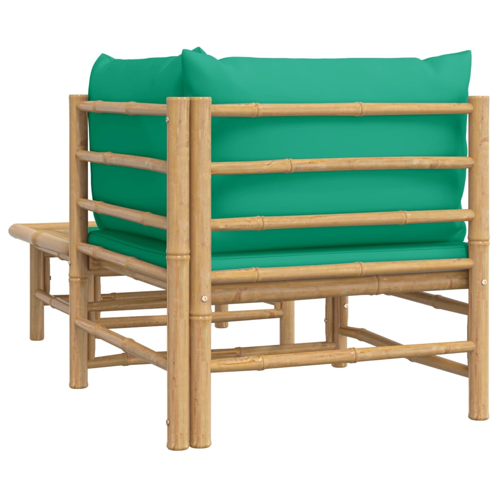 Set de muebles de jardín 2 piezas bambú con cojines verde vidaXL