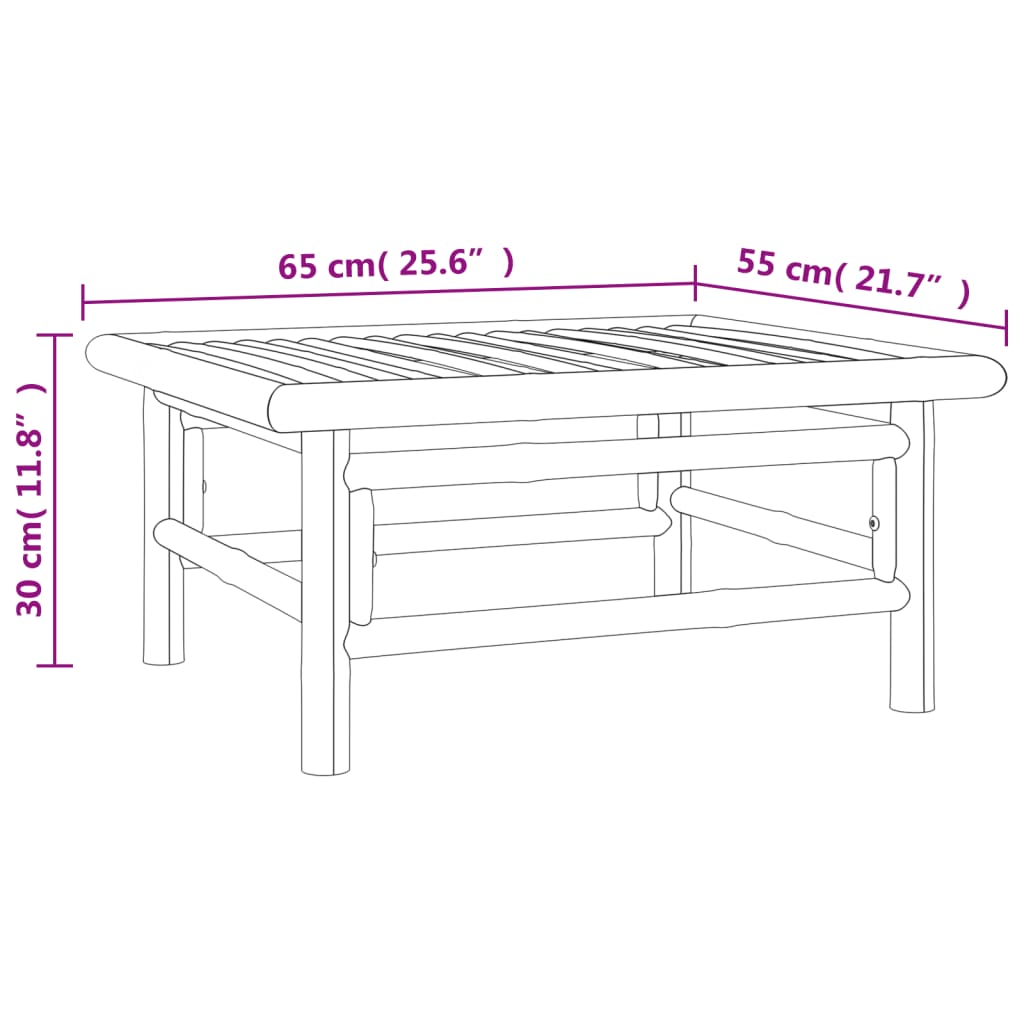 Set de muebles de jardín 2 piezas bambú con cojines verde vidaXL