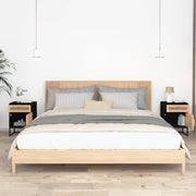 Tables de chevet 2 pcs fer noir et bois 40x30x55,5 cm v6065 - Vetonek