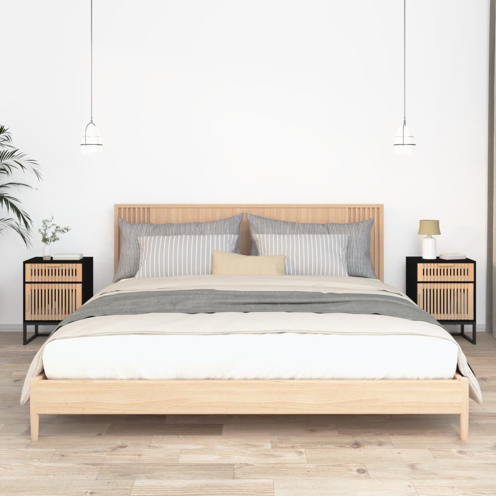 Tables de chevet 2 pcs fer noir et bois 40x30x55,5 cm v6065 Vetonek