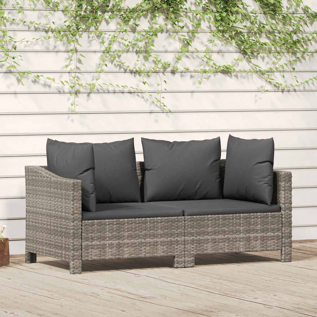 Vetonek Set de muebles de jardín 2 pzas cojines ratán sintético gris