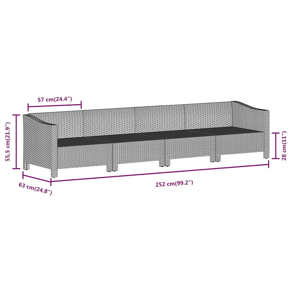 Set de muebles de jardín 4 pzas y cojines ratán sintético gris vidaXL