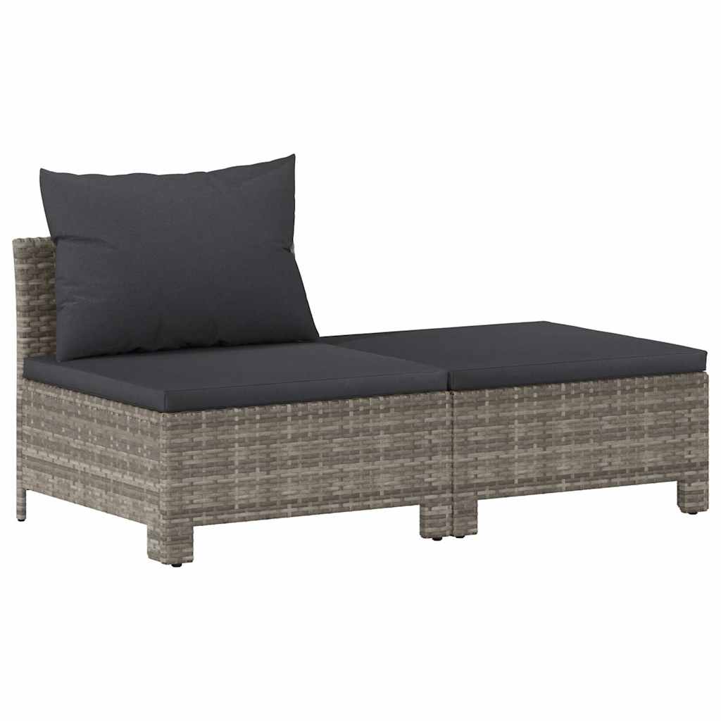 Set de muebles de jardín 2 pzas cojines ratán sintético gris vidaXL