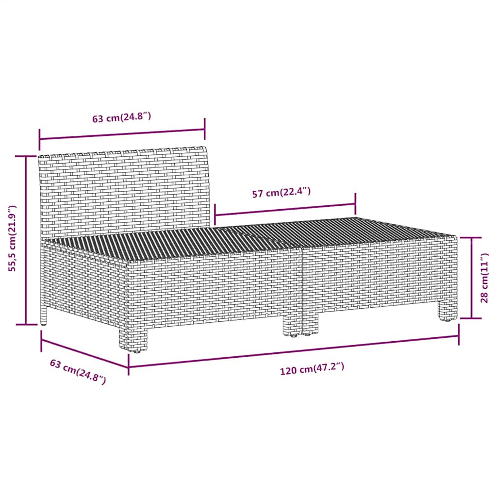 Set de muebles de jardín 2 pzas cojines ratán sintético gris vidaXL