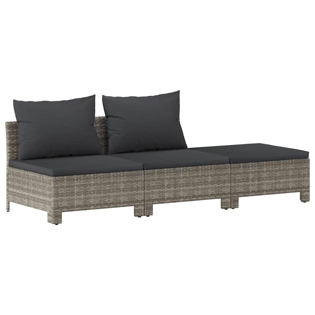 Set de muebles de jardín 3 pzas y cojines ratán sintético gris vidaXL