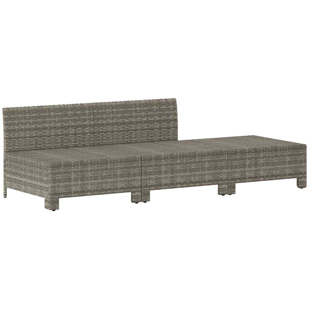 Set de muebles de jardín 3 pzas y cojines ratán sintético gris vidaXL