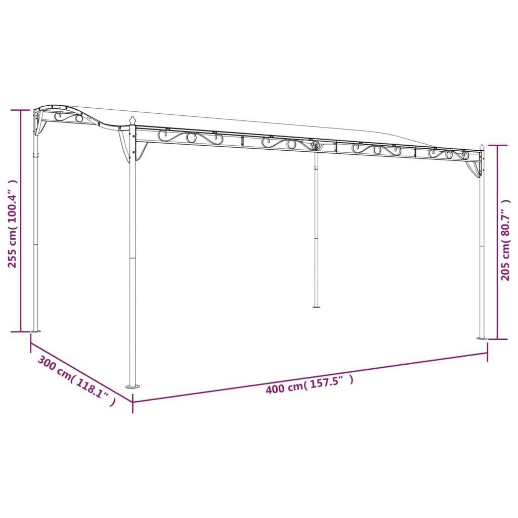 Toldo acero y tela gris antracita 4x3 m 180 g/m² vidaXL