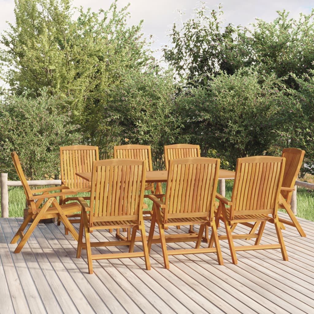 Vetonek Juego de comedor para jardín 9 piezas madera maciza de teca