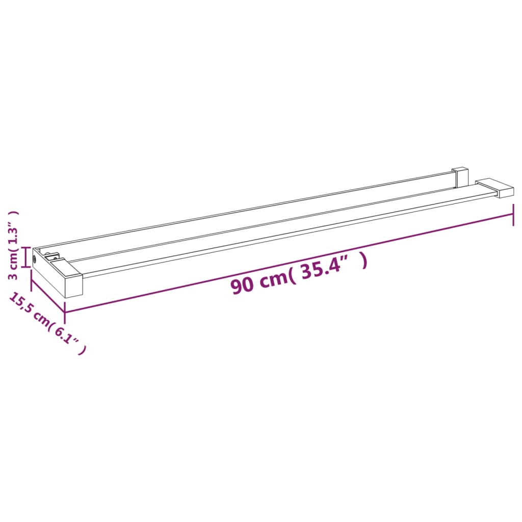 White aluminum shower wall shelf 90 cm