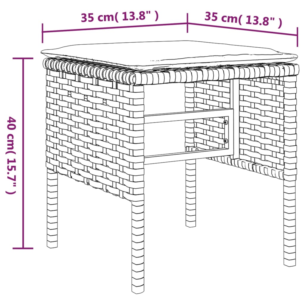 Jardinhocker 4 Einheiten mit grauen synthetischen Rattan -Kissen