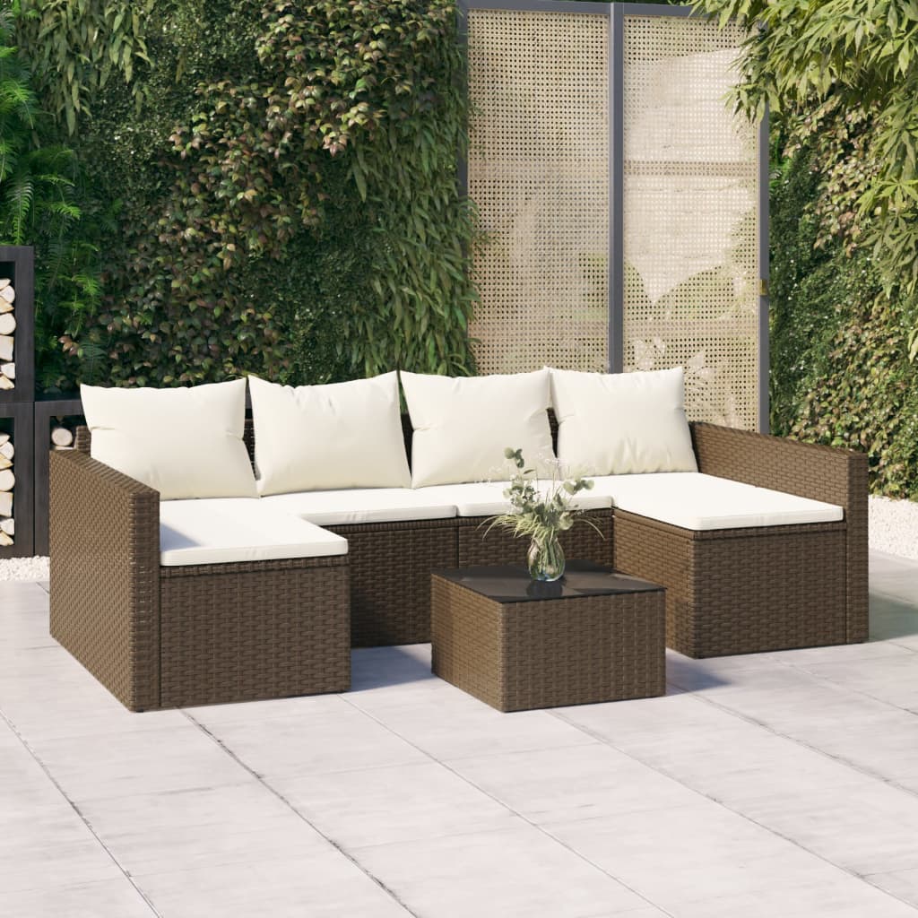 Vetonek Set muebles de jardín 2 piezas y cojines ratán sintético marrón