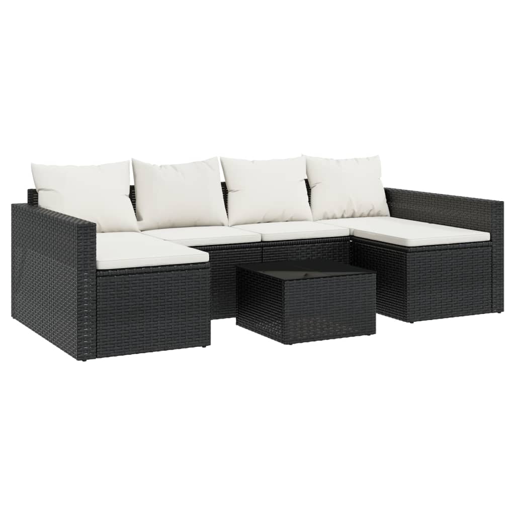 Set de muebles de jardín 2 pzas y cojines ratán sintético negro vidaXL