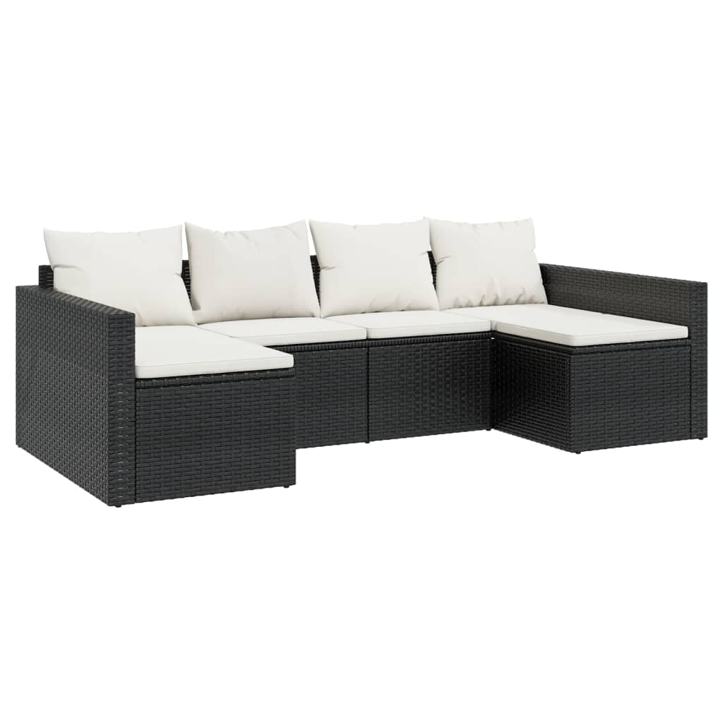 Set de muebles de jardín 2 pzas y cojines ratán sintético negro vidaXL