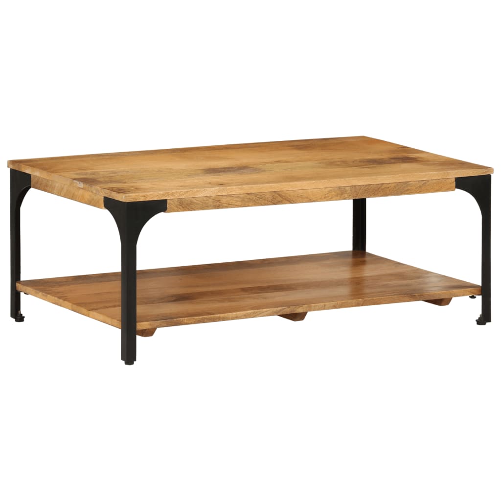 Vetonek Mesa de centro con 2 alturas acero y madera mango 100x55x38 cm