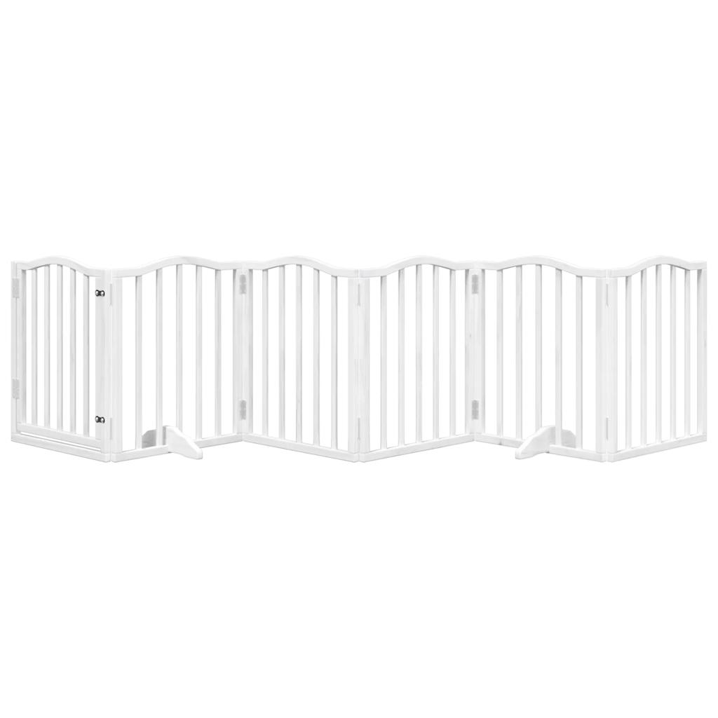 Puerta para perros plegable 3 paneles madera álamo blanca 300cm