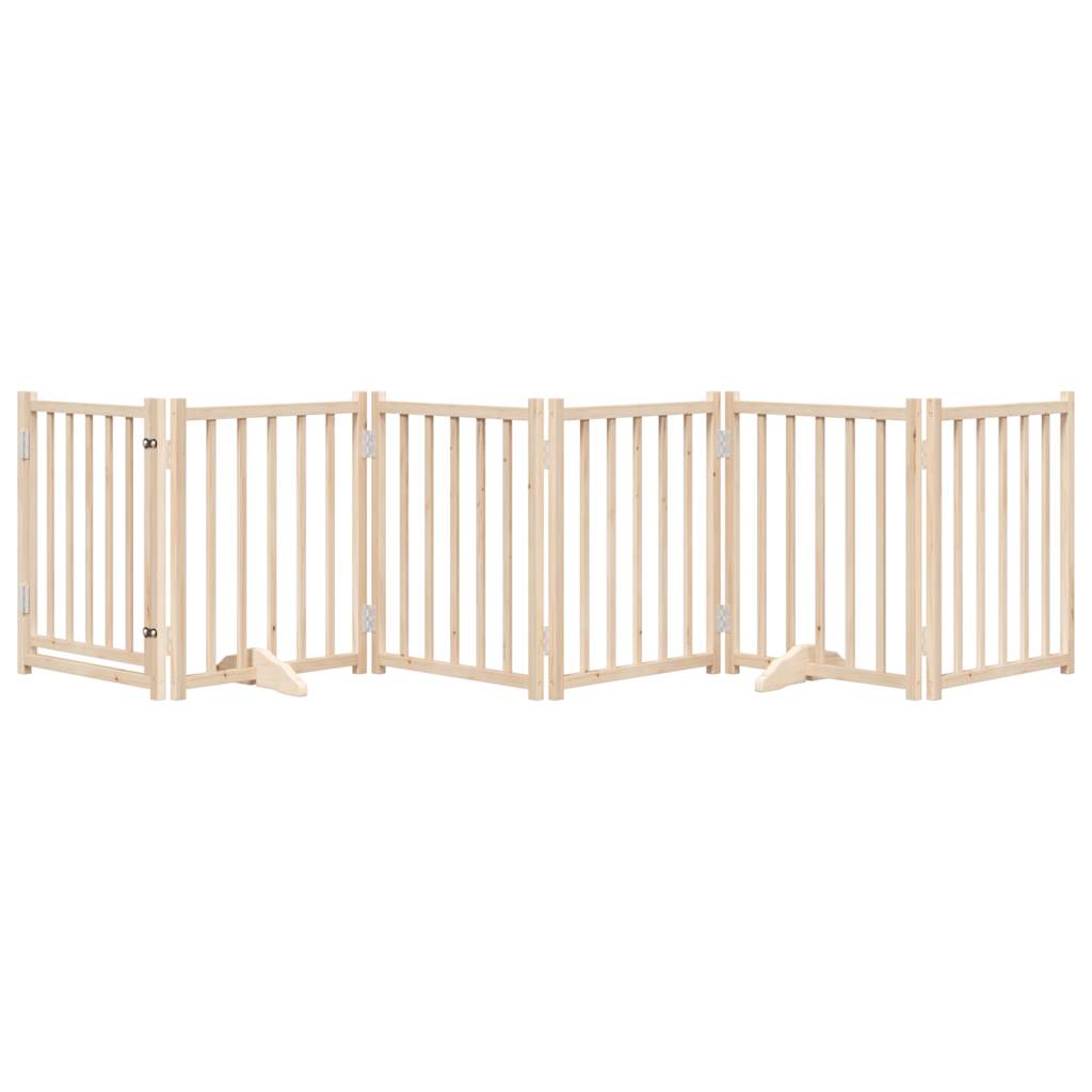 Puerta para perros plegable 6 paneles madera de álamo 300 cm