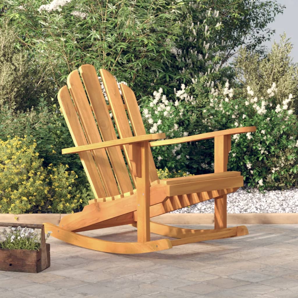 Vetonek Silla mecedora de jardín Adirondack madera de teca 79x100x103cm