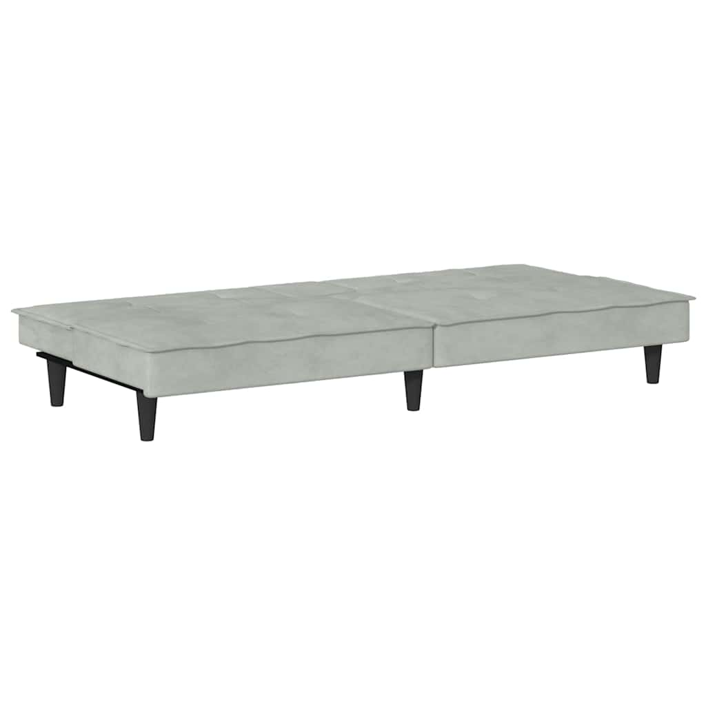 Sofá cama con portavasos terciopelo gris claro vidaXL