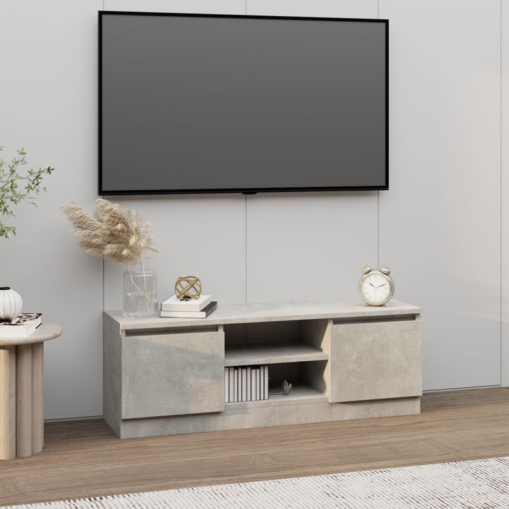 Vetonek Mueble de TV con puerta gris hormigón 102x30x36 cm