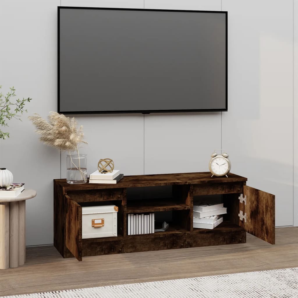 Mueble de TV con puerta roble ahumado 102x30x36 cm