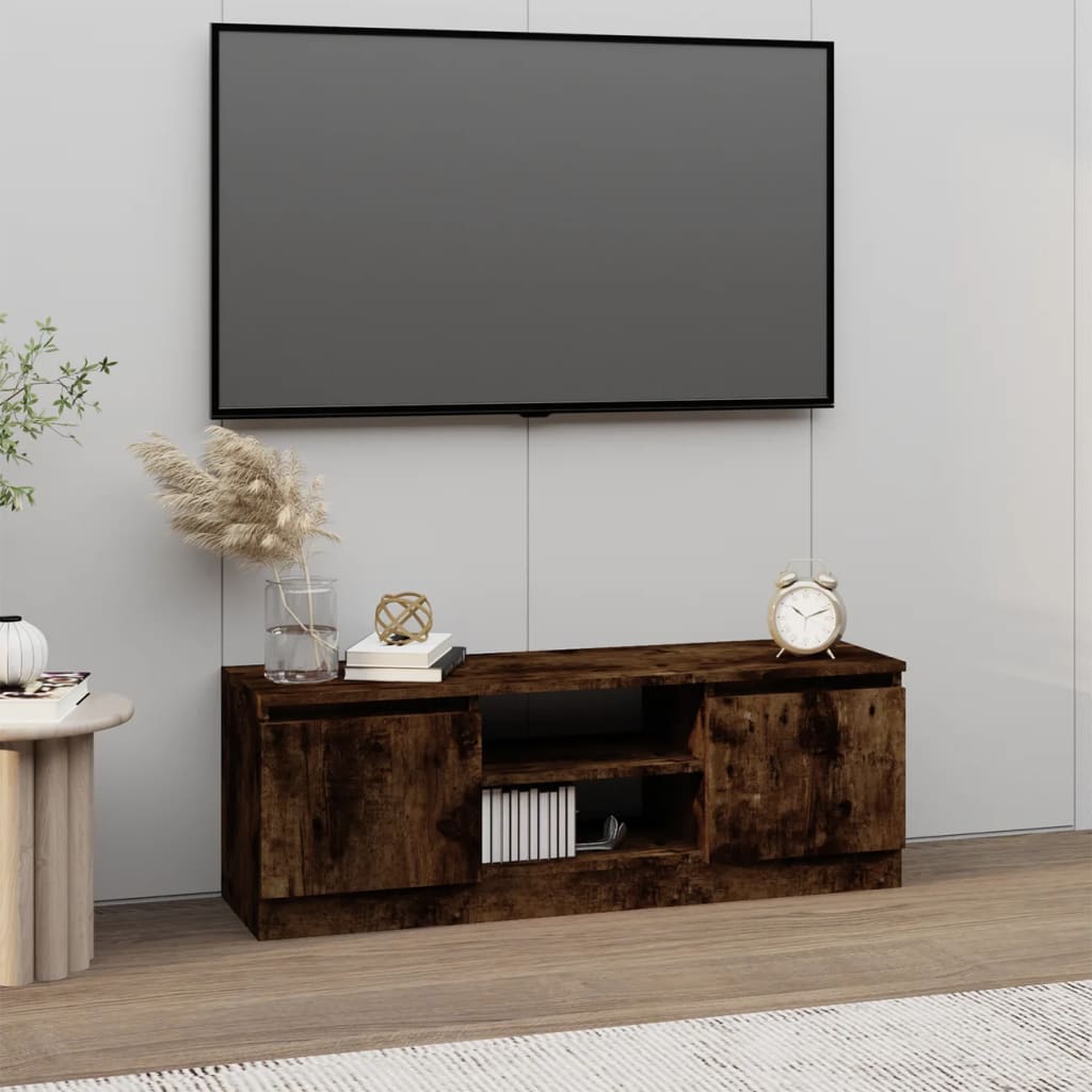 Vetonek Mueble de TV con puerta roble ahumado 102x30x36 cm