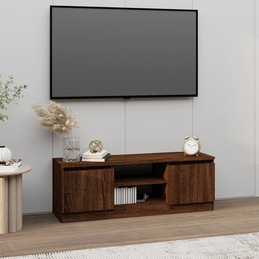 Vetonek Mueble de TV con puerta roble marrón 102x30x36 cm