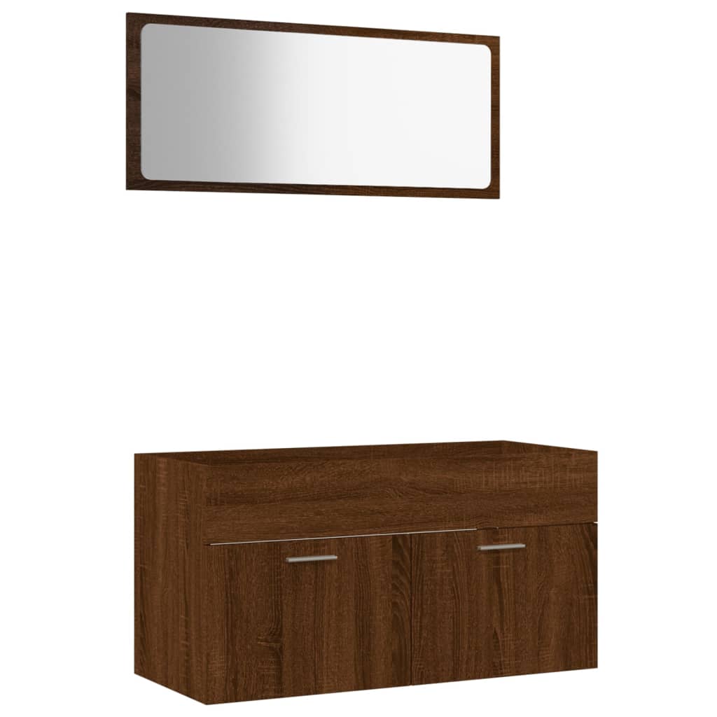 Set de muebles baño 2 pzas madera marrón roble - Vetonek