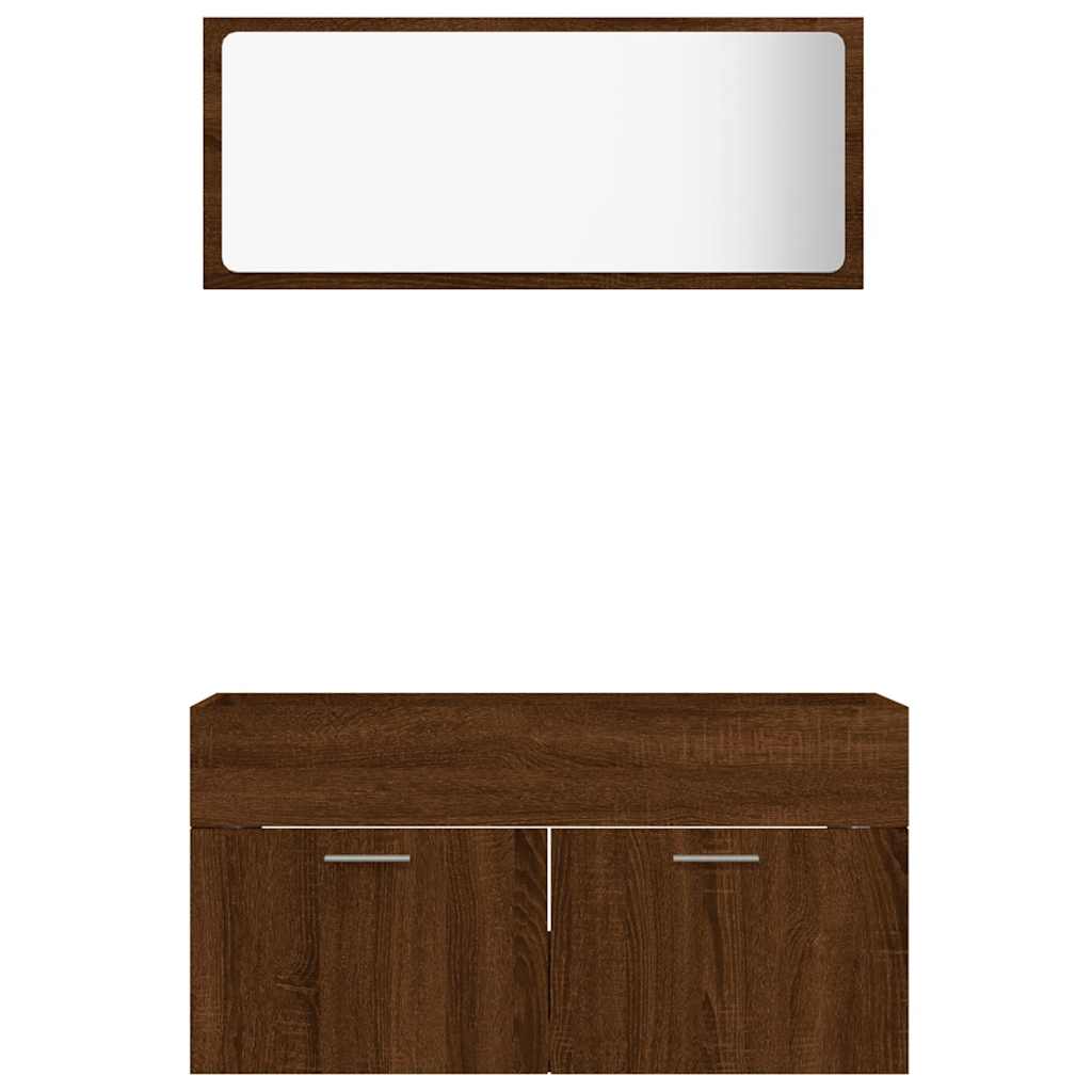 Set de muebles baño 2 pzas madera marrón roble - Vetonek