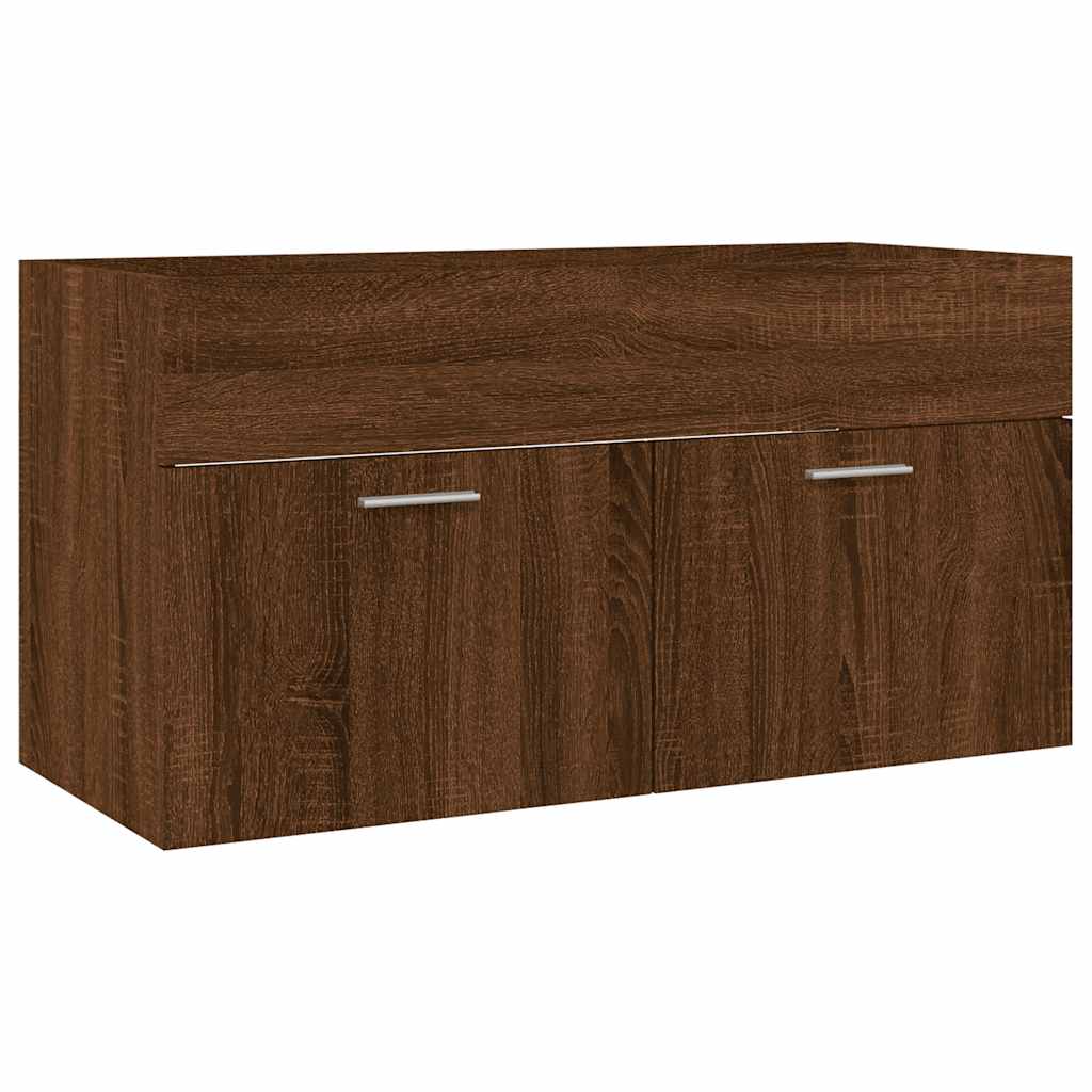 Set de muebles baño 2 pzas madera marrón roble - Vetonek