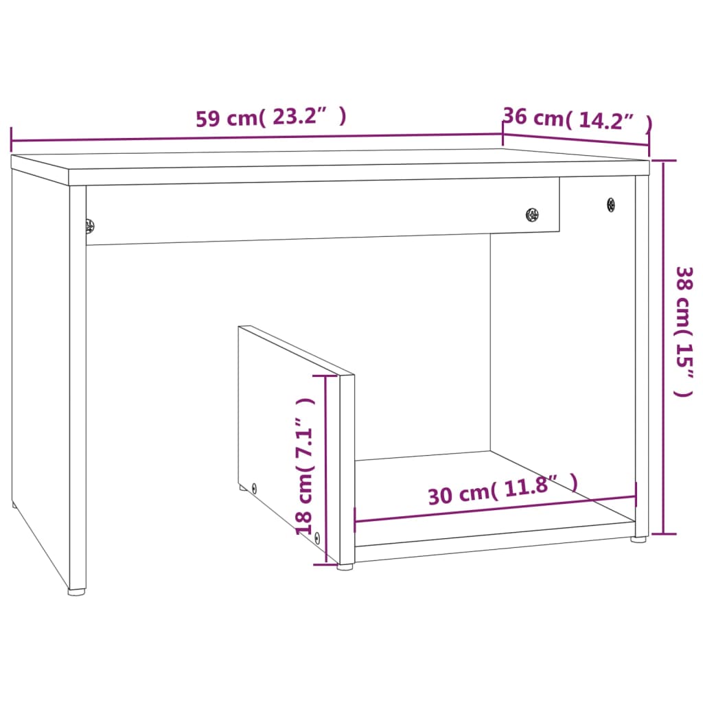 Mesa auxiliar madera gris Sonoma 59x36x38 cm