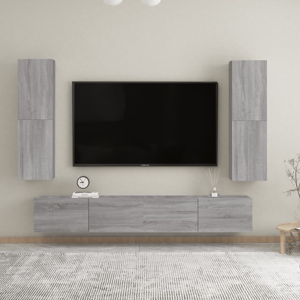 Vetonek Muebles para TV de pared 2 uds gris Sonoma 30,5x30x110 cm