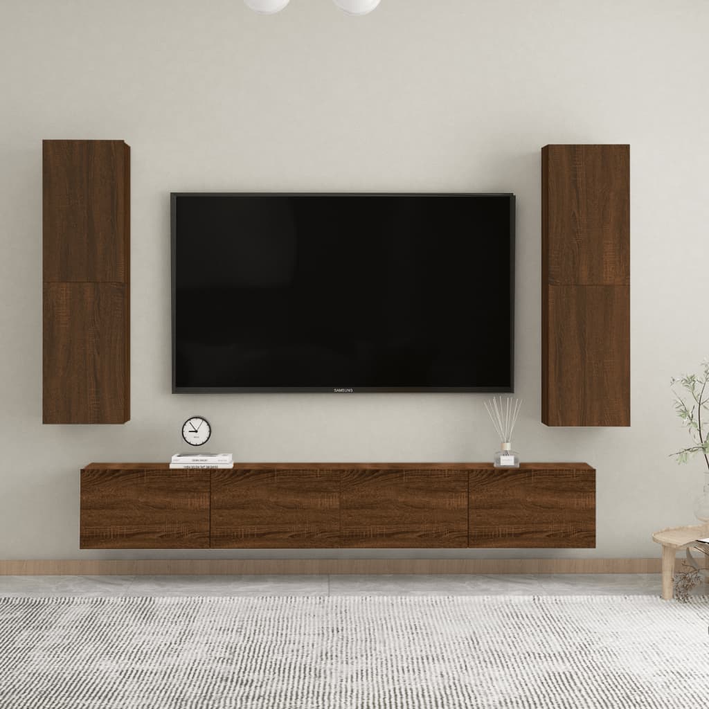 Vetonek Muebles para TV de pared 2 uds roble marrón 30,5x30x110 cm