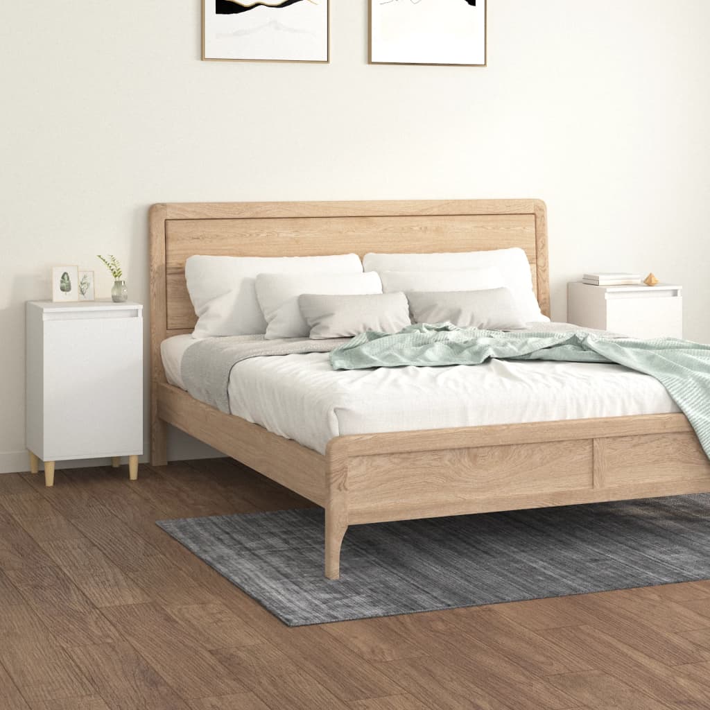 Vetonek Mesitas de noche 2 uds madera contrachapada blanco 40x35x70 cm