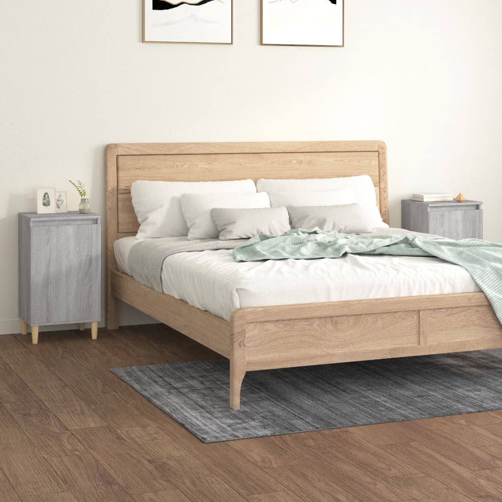 Vetonek Mesitas de noche 2 uds madera contrachapada gris 40x35x70 cm