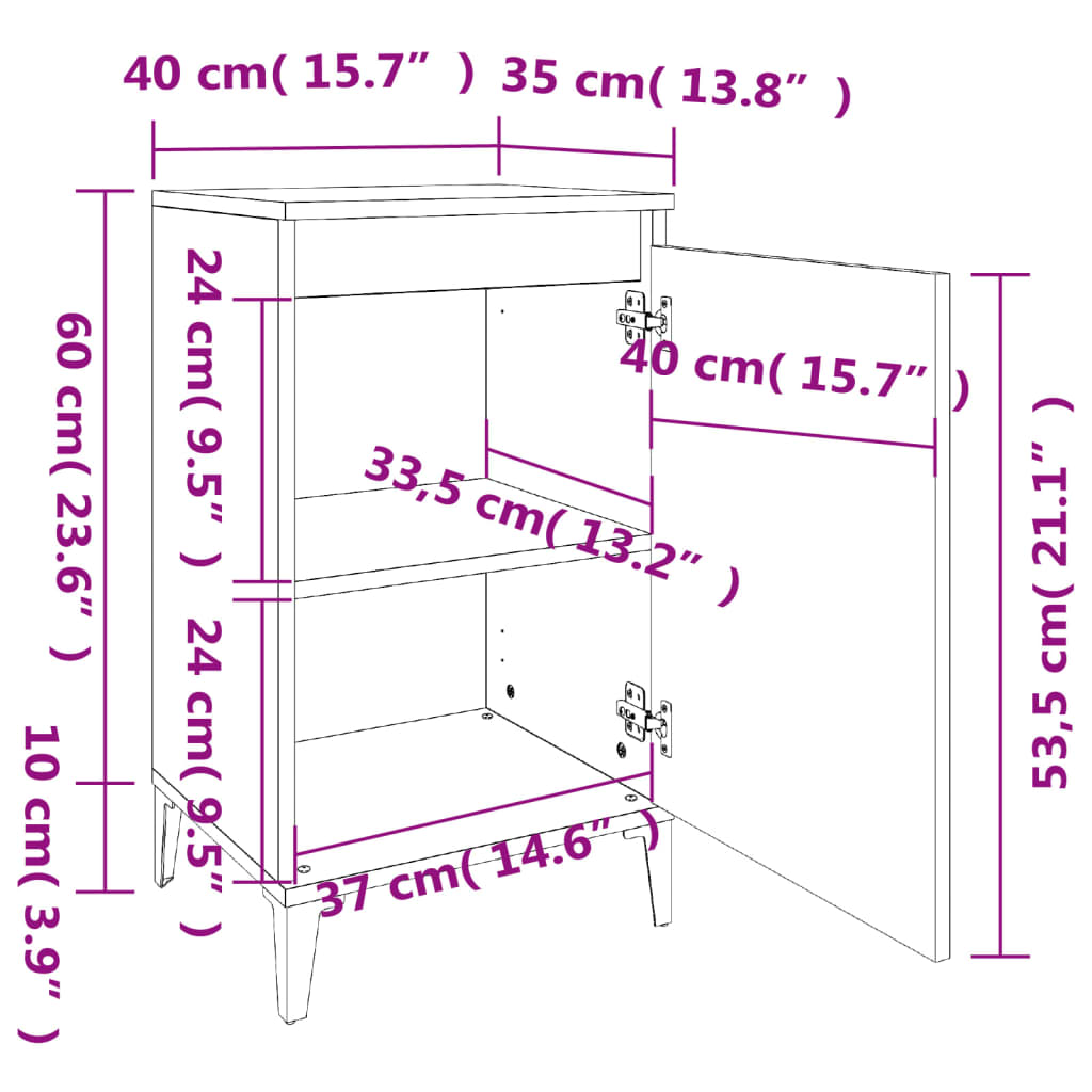 Mesitas de noche 2 uds madera blanco 40x35x70 cm vidaXL