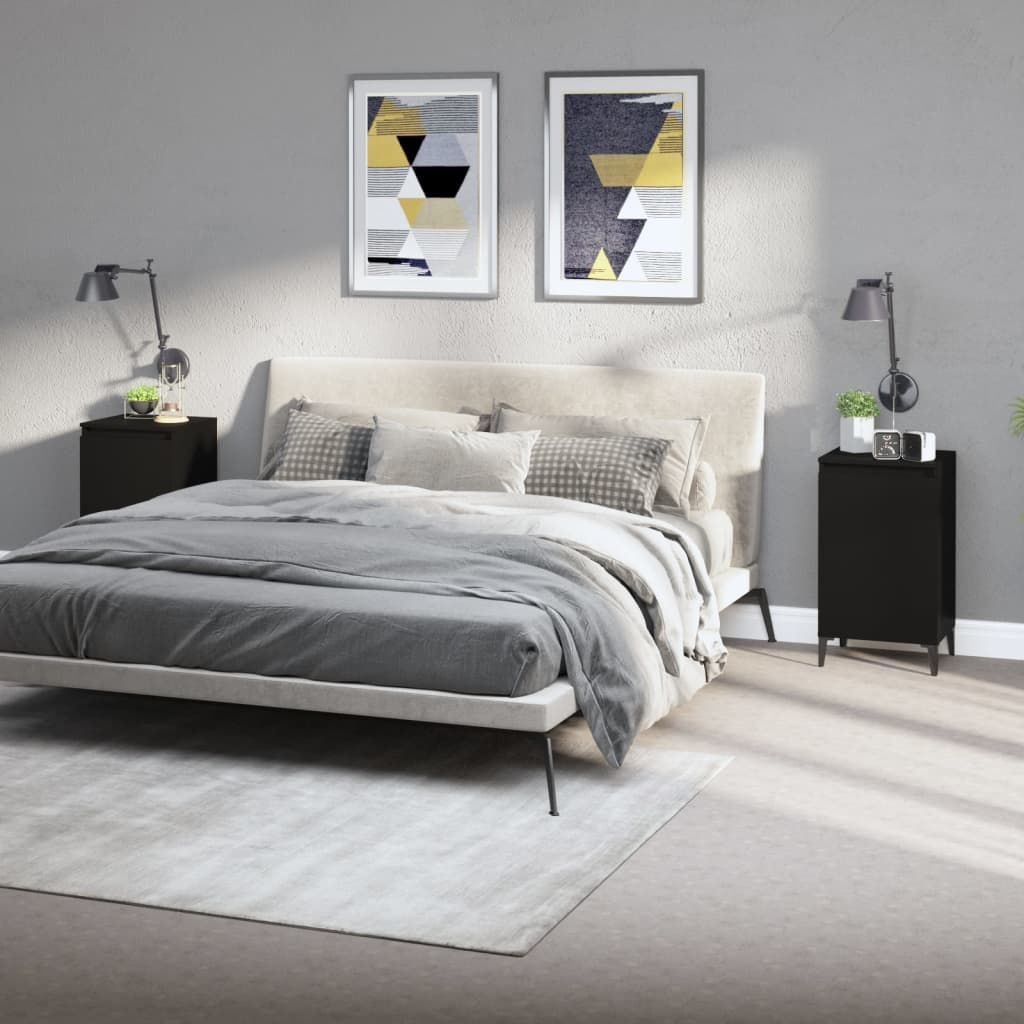 Tables de chevet 2 pcs contreplaqué noir 40x35x70 cm v7375 Vetonek
