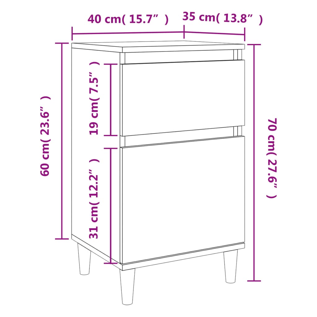 Mesitas de noche blancas 2 uds 40x35x70 cm vidaXL