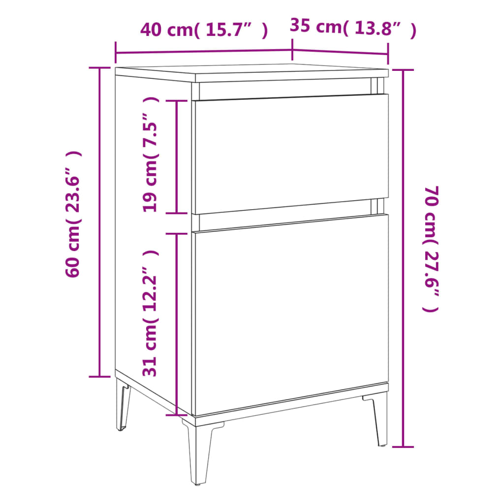 Mesitas de noche blancas 2 uds 40x35x70 cm vidaXL