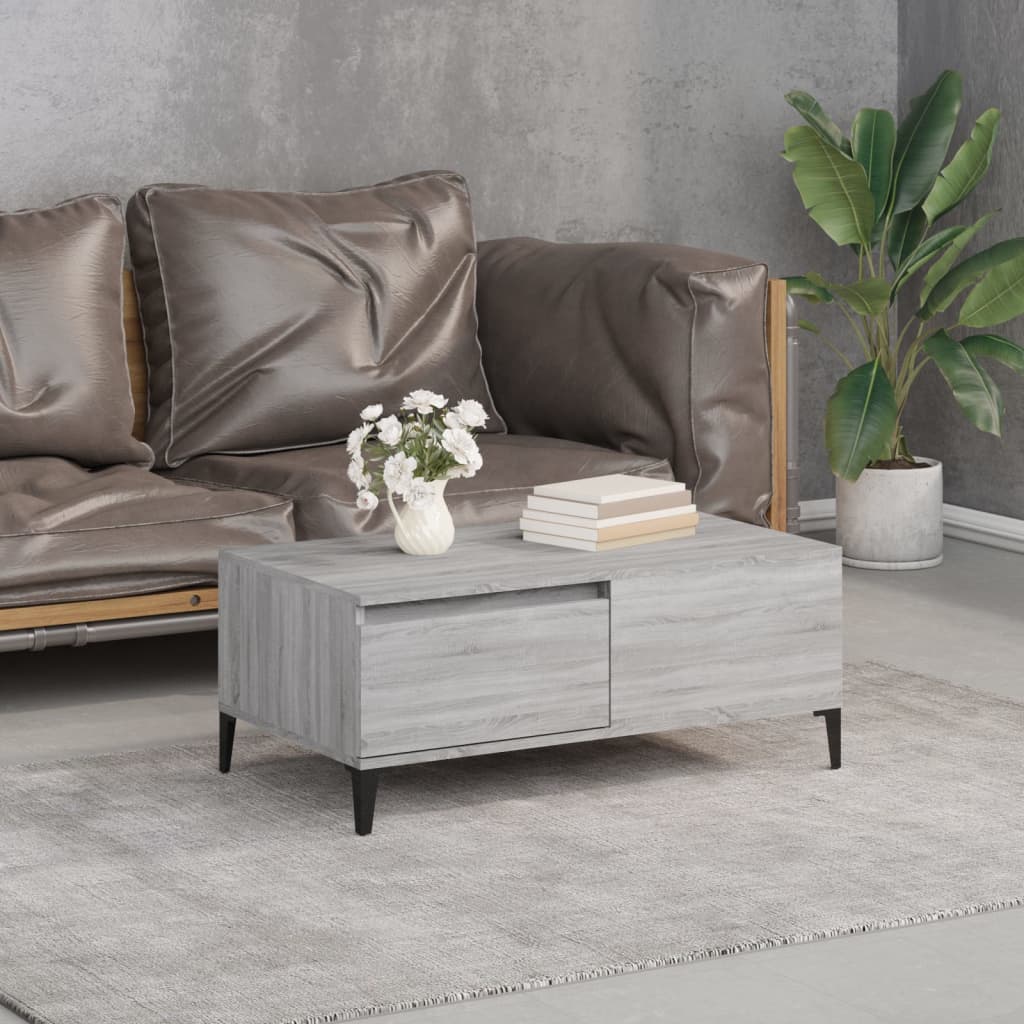 Vetonek Mesa de centro madera contrachapada gris Sonoma 90x50x36,5 cm