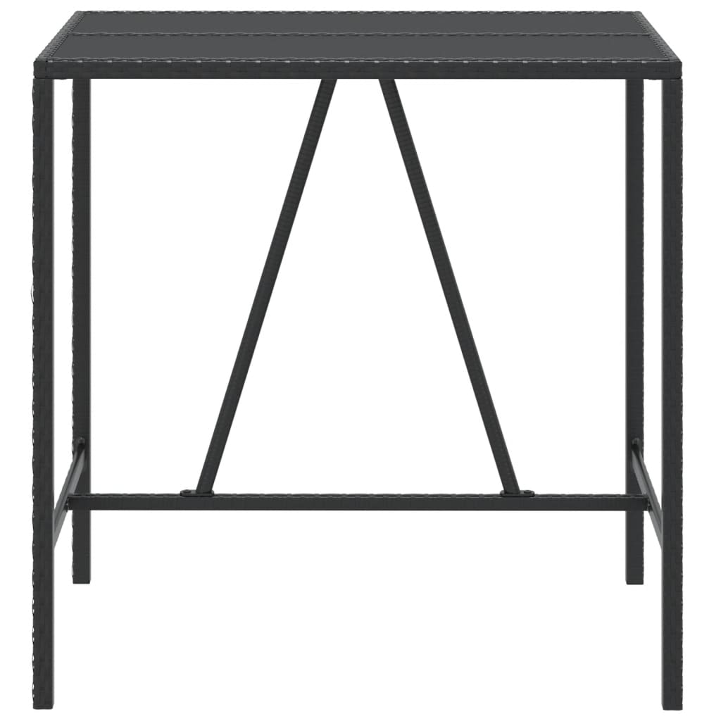 Table high bar ratán pe and surface black glass 110x70x110 cm