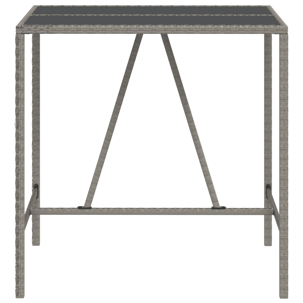 Mesa alta bar con superficie vidrio ratán PE gris 110x70x110 cm vidaXL